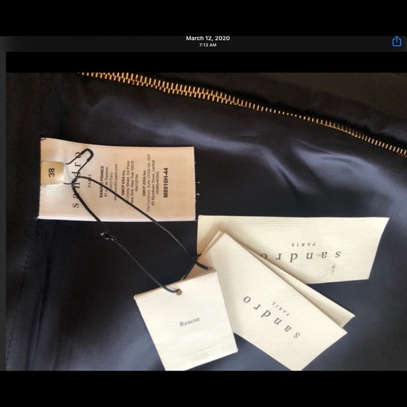 Sandro navy blue wool blend coat with zipper - Picture 10 of 13